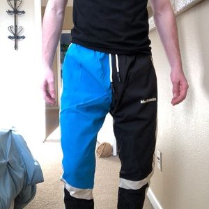 Black Blue and Off White color blocked Joggers